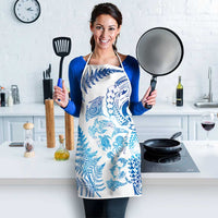 New Zealand Sea Animals Apron with Maori Koru Tribal Tattoo and Silver Ferns Galaxy Style