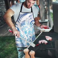 New Zealand Sea Animals Apron with Maori Koru Tribal Tattoo and Silver Ferns Galaxy Style