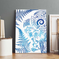 New Zealand Sea Animals Canvas Wall Art with Maori Koru Tribal Tattoo and Silver Ferns Galaxy Style