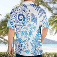 New Zealand Sea Animals Hawaiian Shirt with Maori Koru Tribal Tattoo and Silver Ferns Galaxy Style