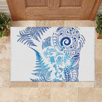 New Zealand Sea Animals Rubber Doormat with Maori Koru Tribal Tattoo and Silver Ferns Galaxy Style