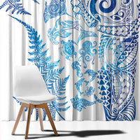 New Zealand Sea Animals Window Curtain with Maori Koru Tribal Tattoo and Silver Ferns Galaxy Style