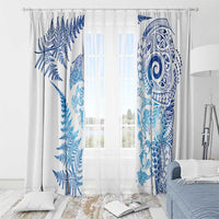 New Zealand Sea Animals Window Curtain with Maori Koru Tribal Tattoo and Silver Ferns Galaxy Style