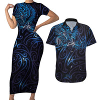 New Zealand New Year-Matariki Couples Matching Short Sleeve Bodycon Dress and Hawaiian Shirt Aotearoa Maori Tattoo Galaxy Sky