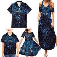 New Zealand New Year-Matariki Family Matching Summer Maxi Dress and Hawaiian Shirt Aotearoa Maori Tattoo Galaxy Sky
