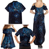 New Zealand New Year-Matariki Family Matching Summer Maxi Dress and Hawaiian Shirt Aotearoa Maori Tattoo Galaxy Sky