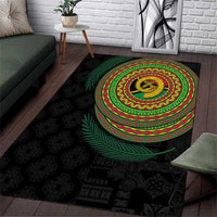 Vanuatu Tribal Tattoo with Namele Leaves Area Rug