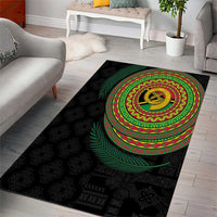 Vanuatu Tribal Tattoo with Namele Leaves Area Rug