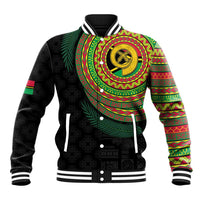 Vanuatu Tribal Tattoo with Namele Leaves Baseball Jacket