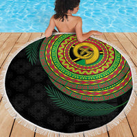 Vanuatu Tribal Tattoo with Namele Leaves Beach Blanket