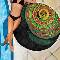 Vanuatu Tribal Tattoo with Namele Leaves Beach Blanket