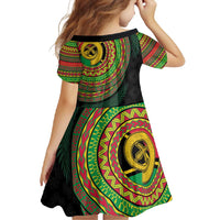 Vanuatu Tribal Tattoo with Namele Leaves Family Matching Off Shoulder Maxi Dress and Hawaiian Shirt