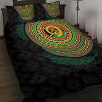 Vanuatu Tribal Tattoo with Namele Leaves Quilt Bed Set