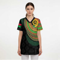 Vanuatu Tribal Tattoo with Namele Leaves Scrub Top LT03 - Polynesian Pride
