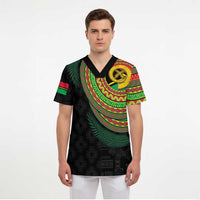 Vanuatu Tribal Tattoo with Namele Leaves Scrub Top LT03 - Polynesian Pride