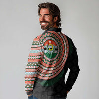 Penama Tribal Tattoo with Namele Leaves Long Sleeve Polo Shirt