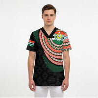 Penama Tribal Tattoo with Namele Leaves Scrub Top LT03 - Polynesian Pride