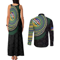 Torba Tribal Tattoo with Namele Leaves Couples Matching Tank Maxi Dress and Long Sleeve Button Shirt LT03 - Polynesian Pride