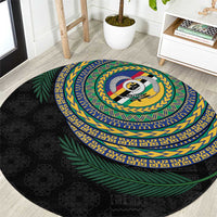 Torba Tribal Tattoo with Namele Leaves Round Carpet