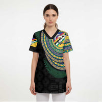 Torba Tribal Tattoo with Namele Leaves Scrub Top LT03 - Polynesian Pride