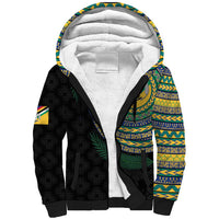 Torba Tribal Tattoo with Namele Leaves Sherpa Hoodie LT03 Unisex Black - Polynesian Pride