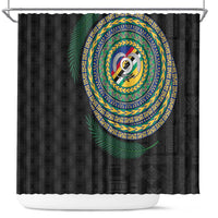 Torba Tribal Tattoo with Namele Leaves Shower Curtain
