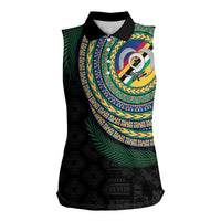 Torba Tribal Tattoo with Namele Leaves Women Sleeveless Polo Shirt