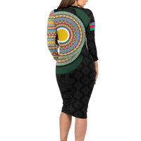 Shefa Tribal Tattoo with Namele Leaves Family Matching Long Sleeve Bodycon Dress and Hawaiian Shirt