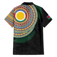Shefa Tribal Tattoo with Namele Leaves Family Matching Off Shoulder Short Dress and Hawaiian Shirt