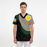 Shefa Tribal Tattoo with Namele Leaves Scrub Top LT03 - Polynesian Pride