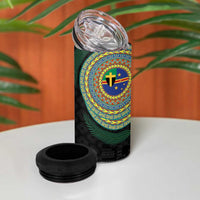 Tafea Tribal Tattoo with Namele Leaves 4 in 1 Can Cooler Tumbler LT03 - Polynesian Pride
