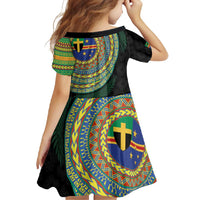 Tafea Tribal Tattoo with Namele Leaves Family Matching Long Sleeve Bodycon Dress and Hawaiian Shirt