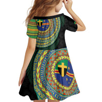 Tafea Tribal Tattoo with Namele Leaves Kid Short Sleeve Dress LT03 - Polynesian Pride