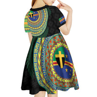 Tafea Tribal Tattoo with Namele Leaves Kid Short Sleeve Dress LT03 - Polynesian Pride