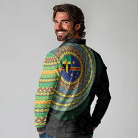 Tafea Tribal Tattoo with Namele Leaves Long Sleeve Polo Shirt