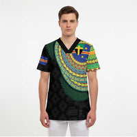 Tafea Tribal Tattoo with Namele Leaves Scrub Top LT03 - Polynesian Pride