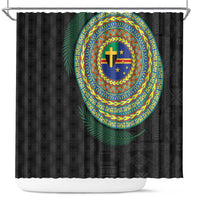 Tafea Tribal Tattoo with Namele Leaves Shower Curtain