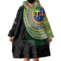 Tafea Tribal Tattoo with Namele Leaves Wearable Blanket Hoodie LT03 - Polynesian Pride