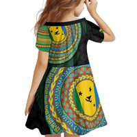Malampa Tribal Tattoo with Namele Leaves Family Matching Short Sleeve Bodycon Dress and Hawaiian Shirt