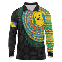 Malampa Tribal Tattoo with Namele Leaves Long Sleeve Polo Shirt