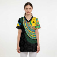 Malampa Tribal Tattoo with Namele Leaves Scrub Top LT03 - Polynesian Pride