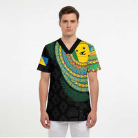 Malampa Tribal Tattoo with Namele Leaves Scrub Top LT03 - Polynesian Pride
