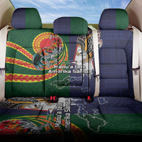 Manuʻa Islands and American Samoa Together Back Car Seat Cover Rooster and Eagle Mascot National Map and Flag Style