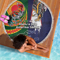 Manuʻa Islands and American Samoa Together Beach Blanket Rooster and Eagle Mascot National Map and Flag Style LT03 - Polynesian Pride