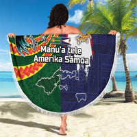 Manuʻa Islands and American Samoa Together Beach Blanket Rooster and Eagle Mascot National Map and Flag Style LT03 - Polynesian Pride