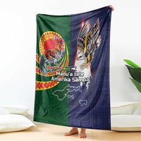 Manuʻa Islands and American Samoa Together Blanket Rooster and Eagle Mascot National Map and Flag Style