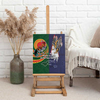 Manuʻa Islands and American Samoa Together Canvas Wall Art Rooster and Eagle Mascot National Map and Flag Style