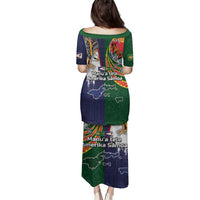 Manuʻa Islands and American Samoa Together Family Matching Puletasi and Hawaiian Shirt Rooster and Eagle Mascot National Map and Flag Style