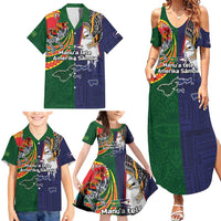 Manuʻa Islands and American Samoa Together Family Matching Summer Maxi Dress and Hawaiian Shirt Rooster and Eagle Mascot National Map and Flag Style