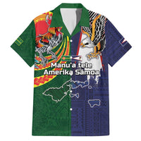 Manuʻa Islands and American Samoa Together Family Matching Tank Maxi Dress and Hawaiian Shirt Rooster and Eagle Mascot National Map and Flag Style